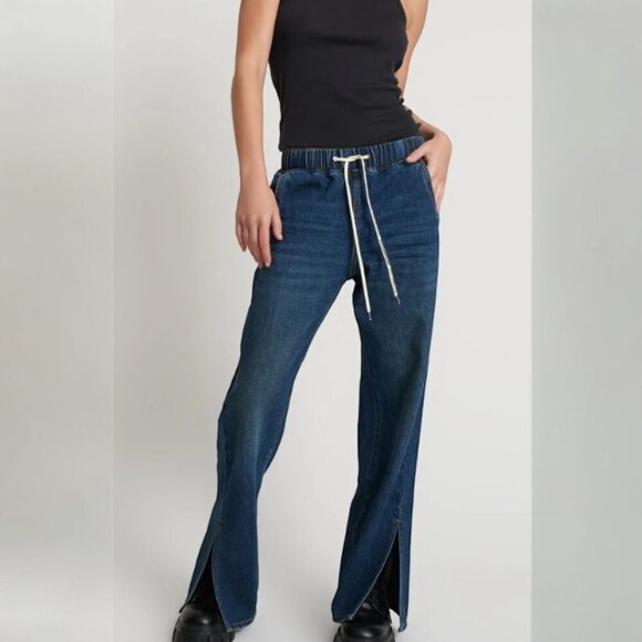 NWT One Teaspoon Roadhouse Wide Leg Drawstring Denim Jeans Royal Blue Size 4 - Picture 1 of 8